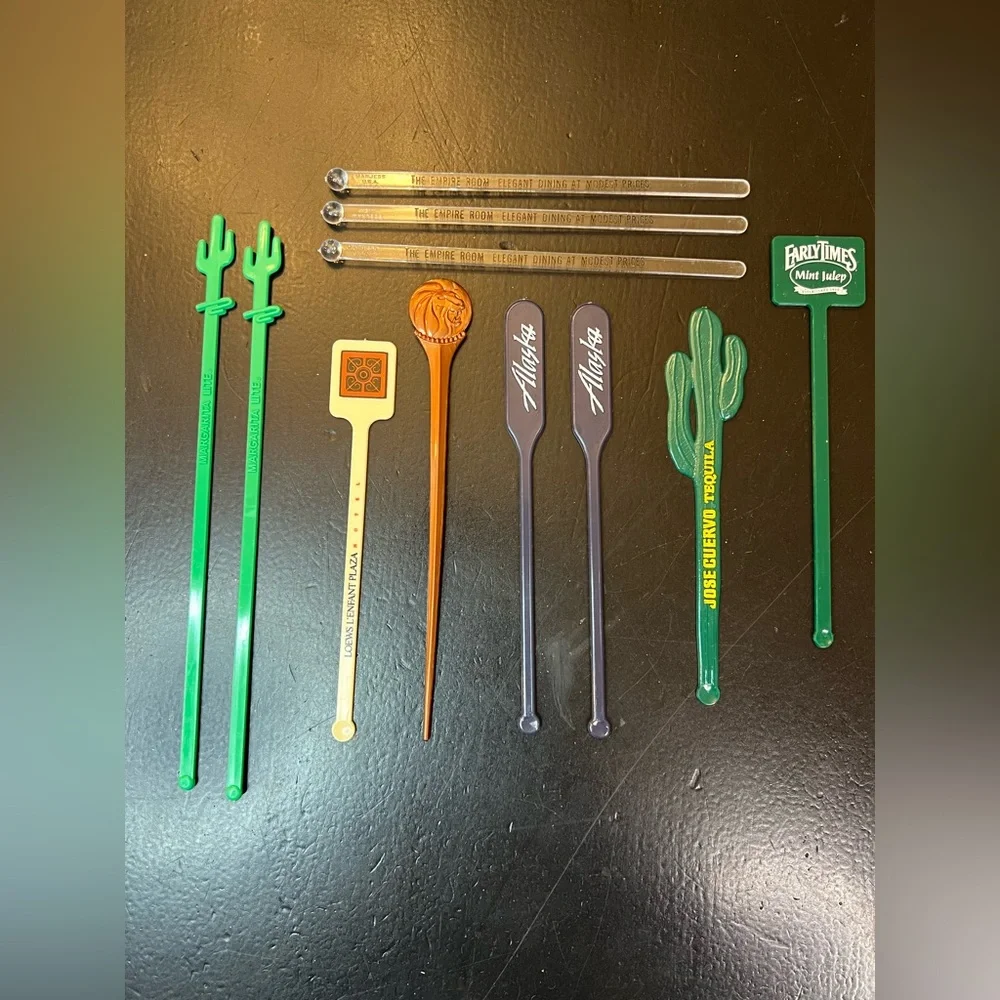 Vintage Swizzle STICK Alcoholic Drink Stirrers Cactus Tequila‎ Alaska Lot